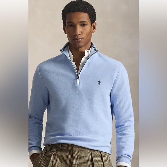 Ralph Lauren Men's Light Blue Zip-Up Sweater - Picture 8 of 10